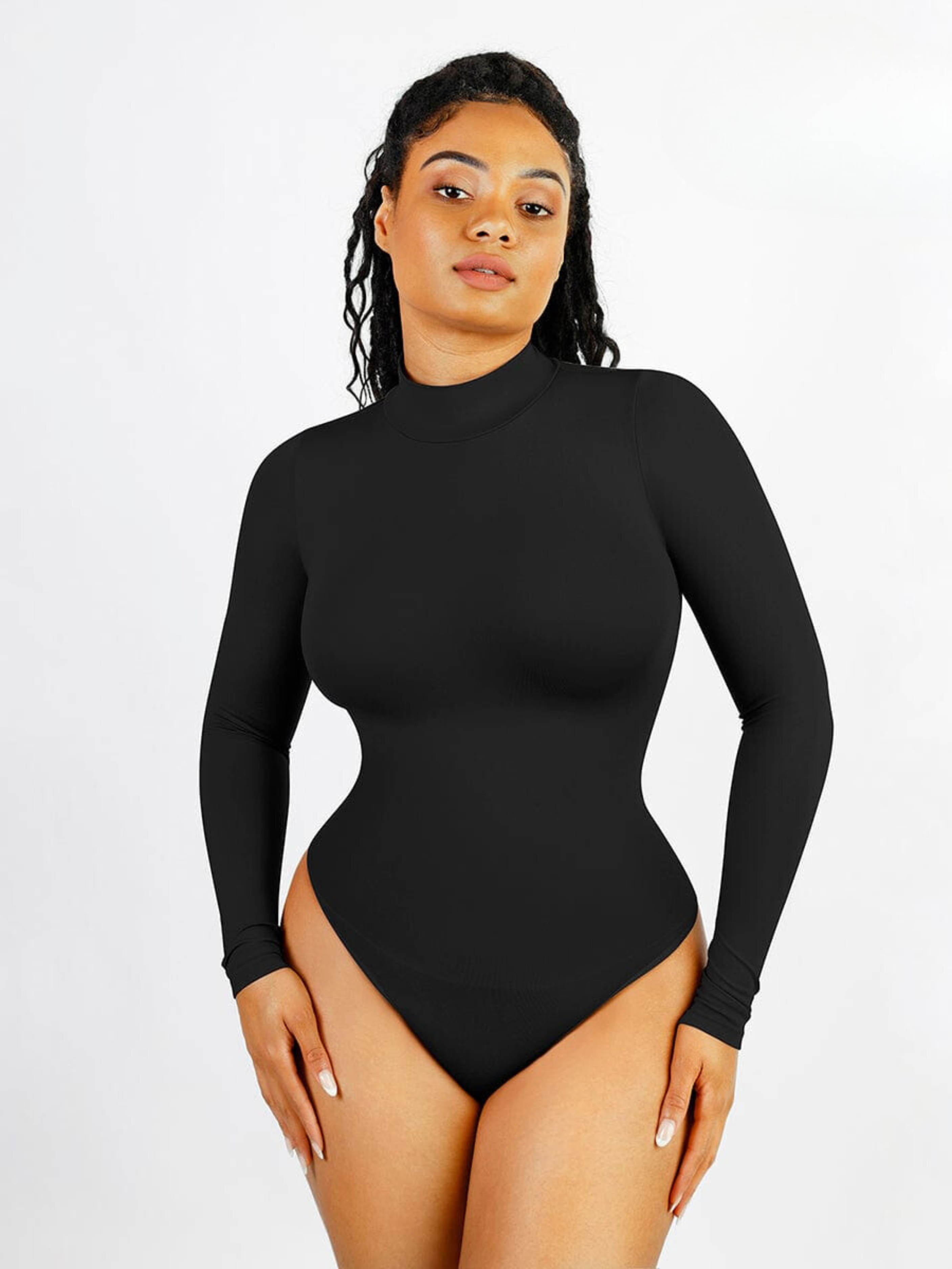 Turtle Neck Long Sleeve Thong Bodysuit