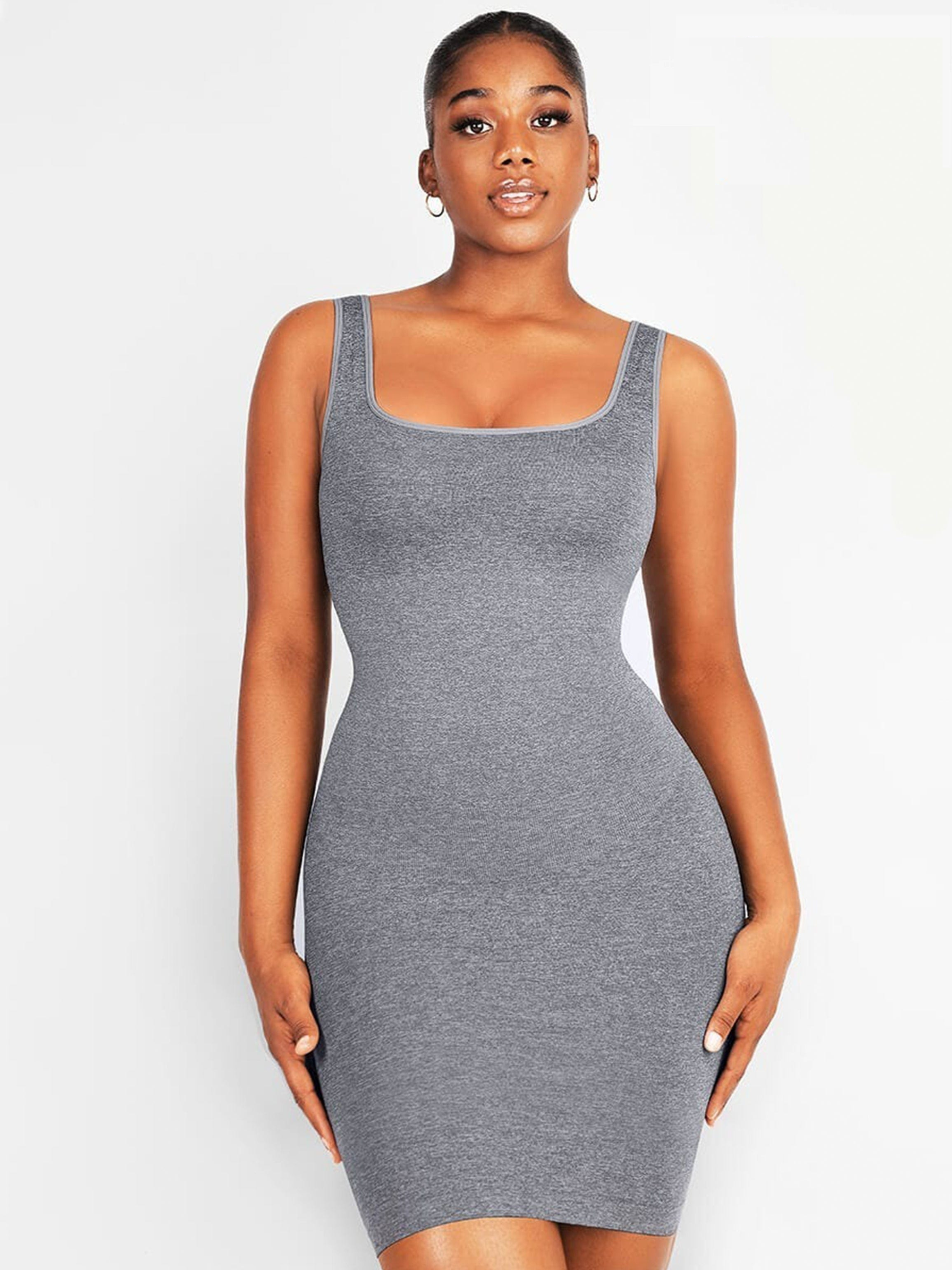 Square-neck Snatched Seamless Dress