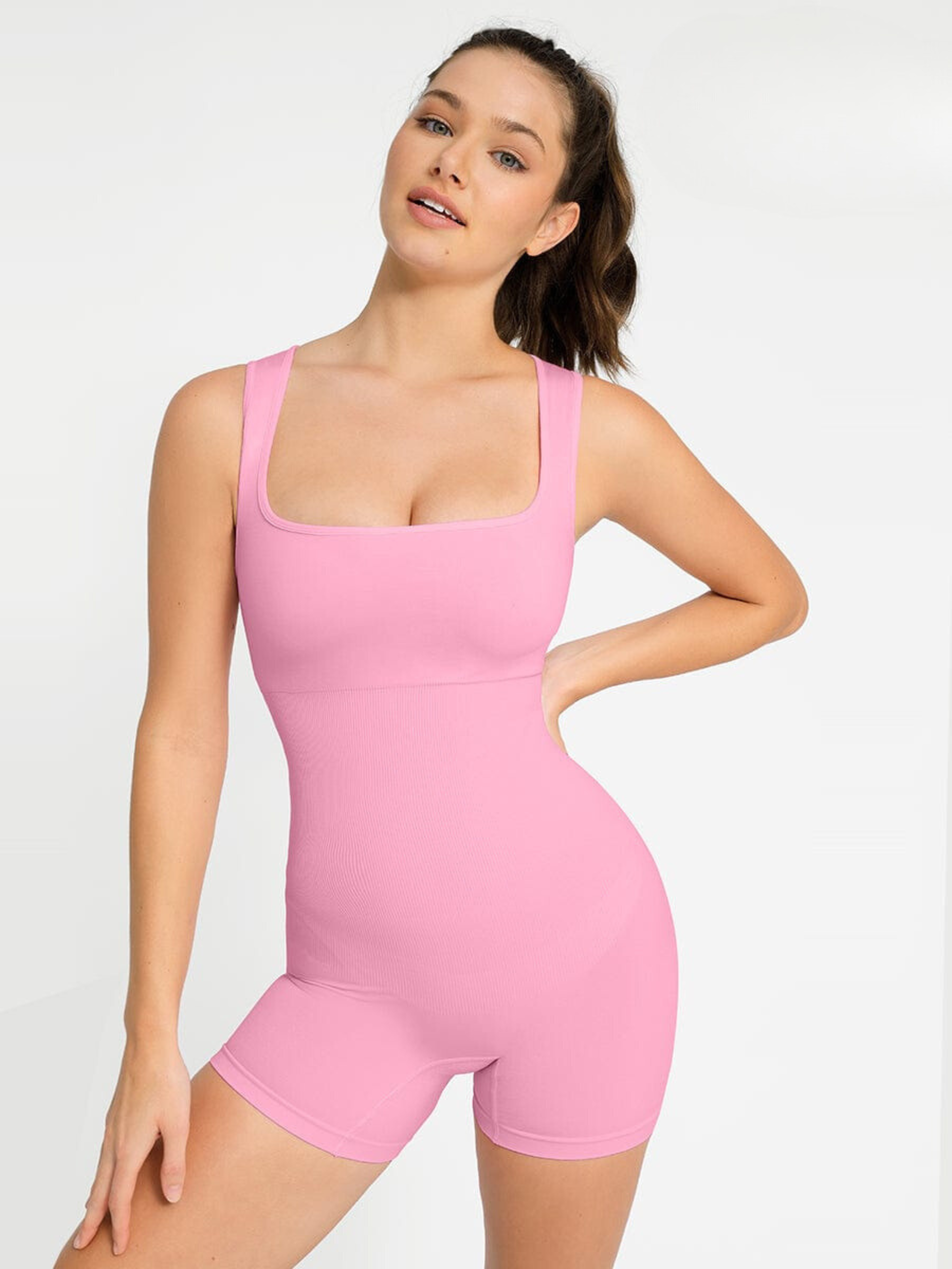 Seamless Square Neck Waist and Belly Shaping Jumpsuit