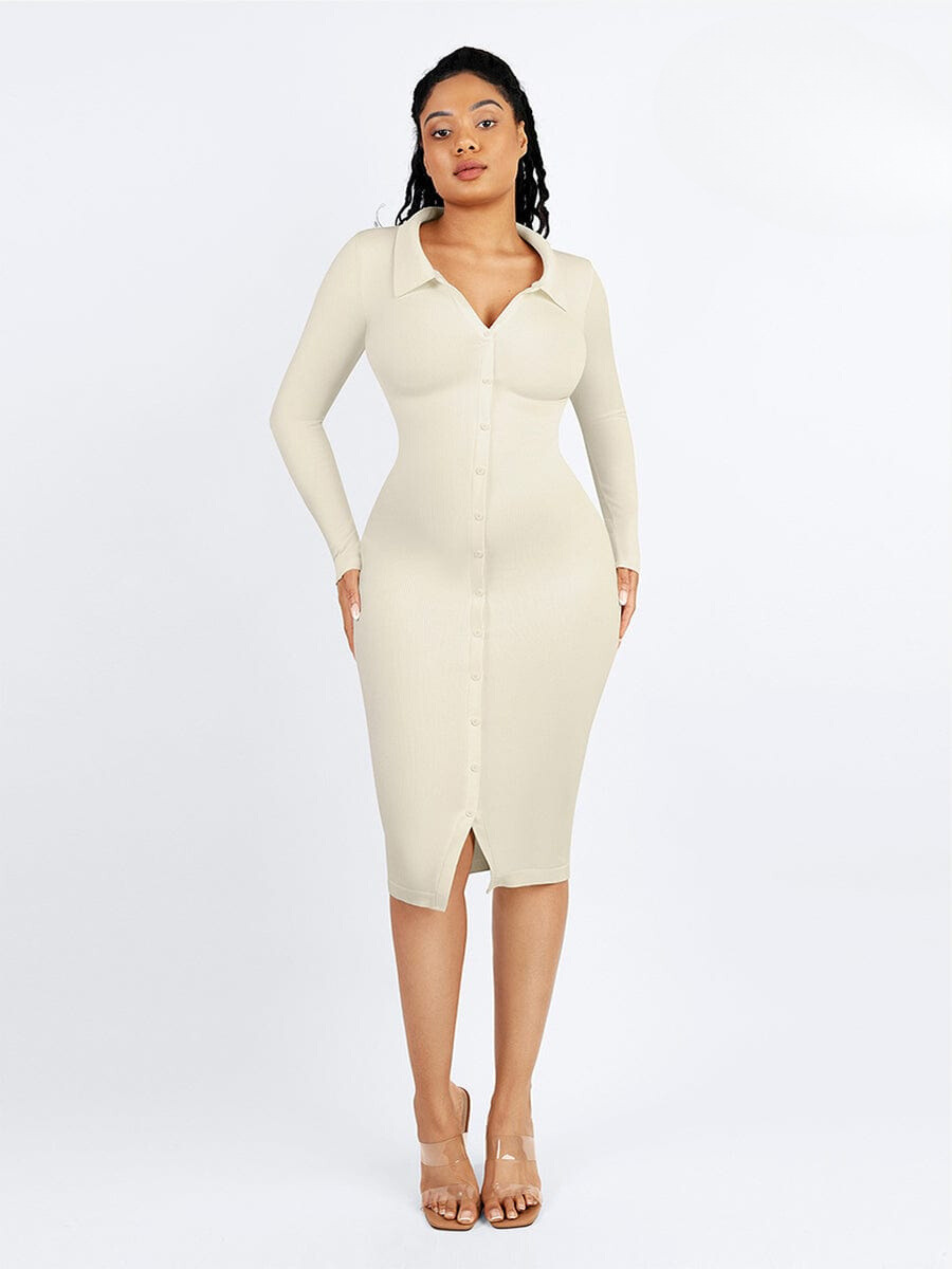 Waist-Cinching Long Sleeve Dress