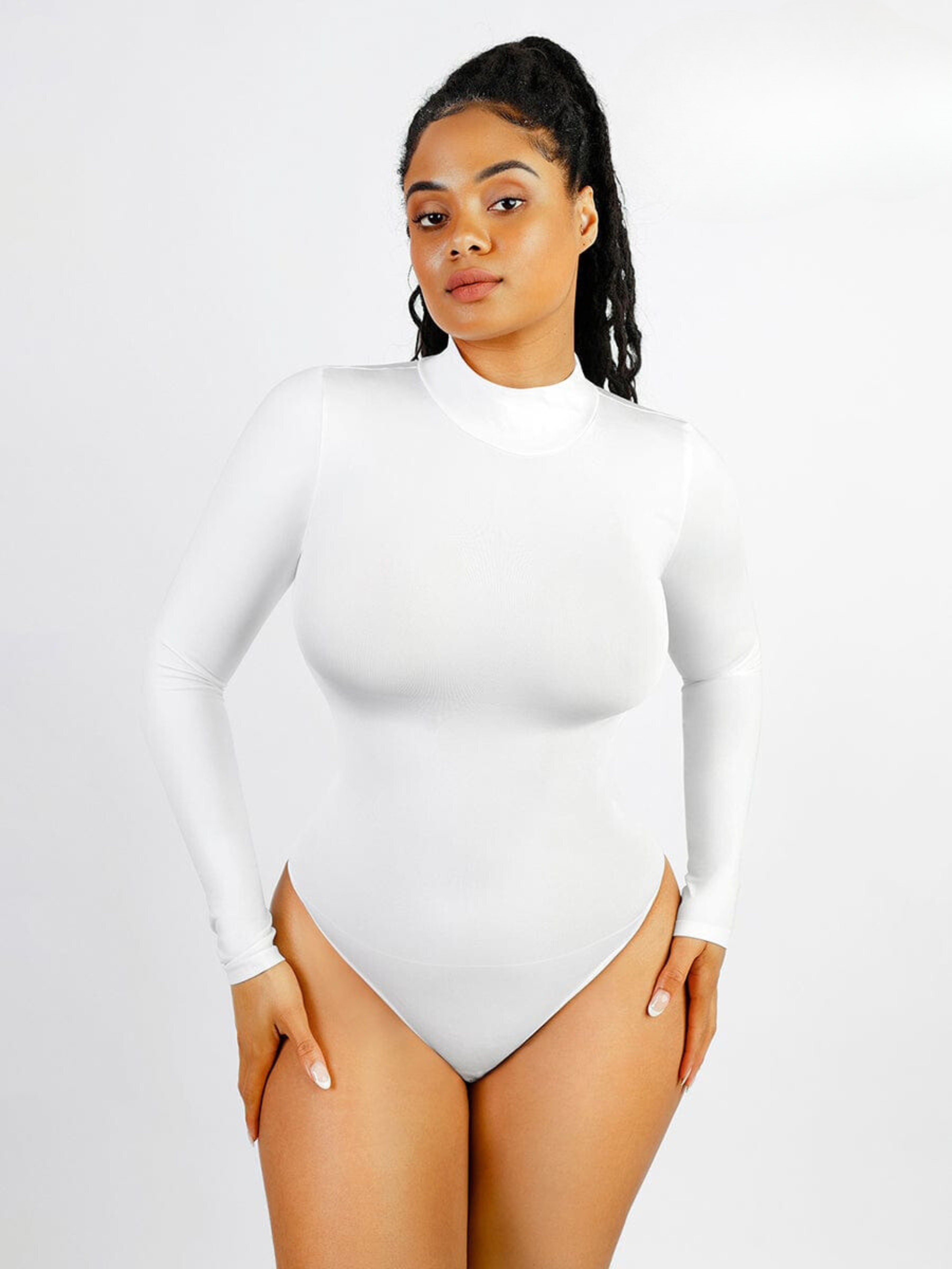 Turtle Neck Long Sleeve Thong Bodysuit